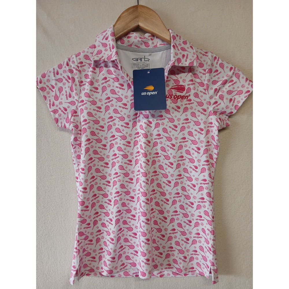 US open garb polo tennis shorts sleeve girls size 7Y - 8Y pink